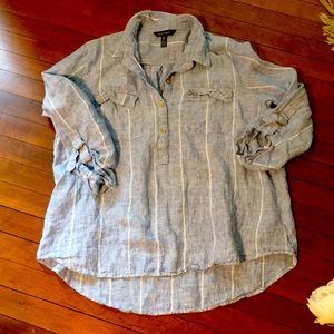 ELLEN TRACY Oversized Linen Shirt Size XL
